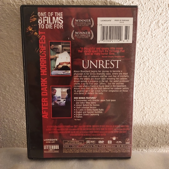 Unrest (DVD, 2006) Pre-Owned Tested Working Great Condition Great Movie - Picture 2 of 2
